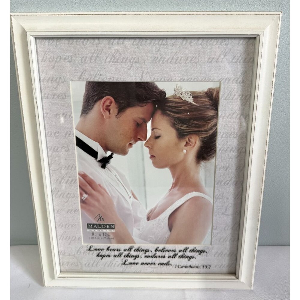 NEW White Rustic Marriage Wedding 8x10‎ Wooden Photo Frame Couples Gift Ceremony